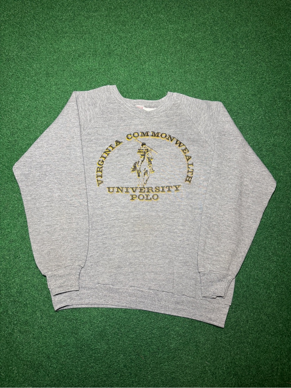 Vintage 80s Virginia Commonwealth University Polo Crewneck Sweatshirt, Preppy L